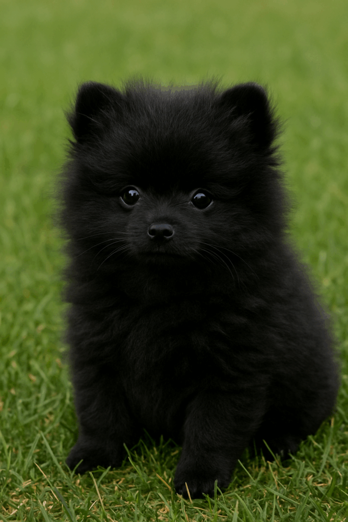 Spitz Alemão Anão preto estilo ursinho, 3 meses em grama natural – coloração rara 2025